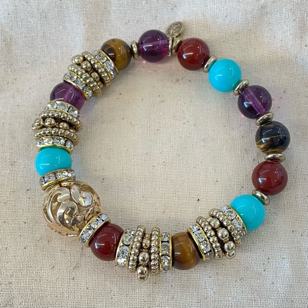 NEW RJ Graziano Multi Color Bead Stretch Bracelet